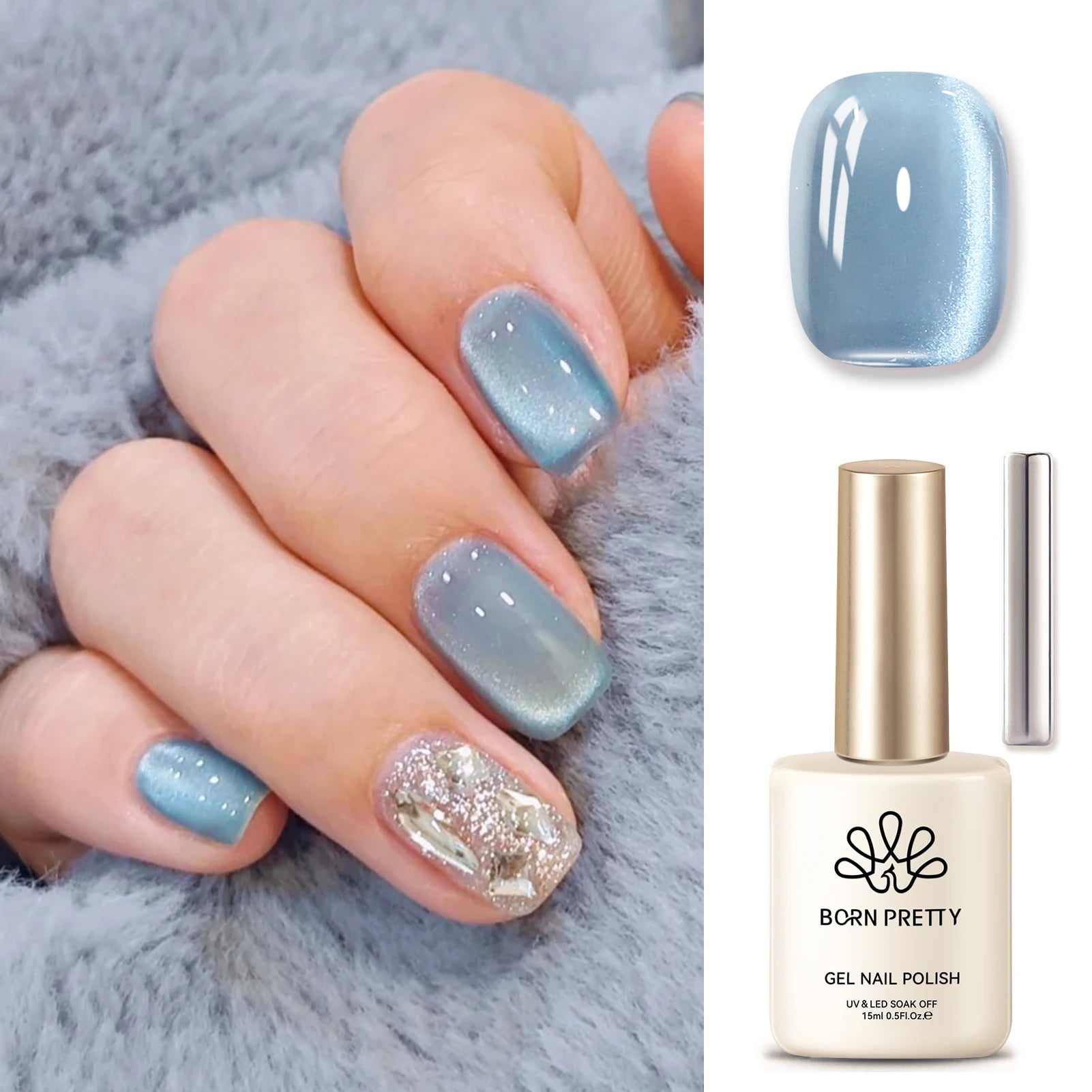 BORN PRETTY 10ml/15ml Guava Green Cat Magnetic Gel Shine Glitter Semi Permanent Soak Off UV Varnish Nail Supplies