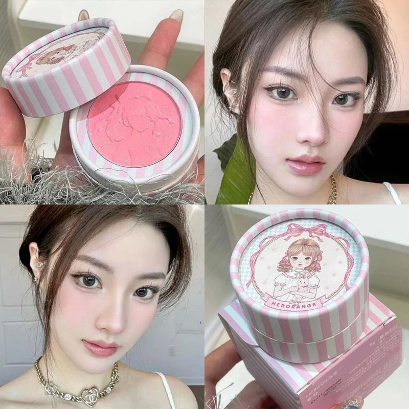 Girl's Relief Blusher Palette Shimmer Rose Low Saturation Powder Blush Mousse Matte Natural Rouge Brightens Facial Cheek Contour