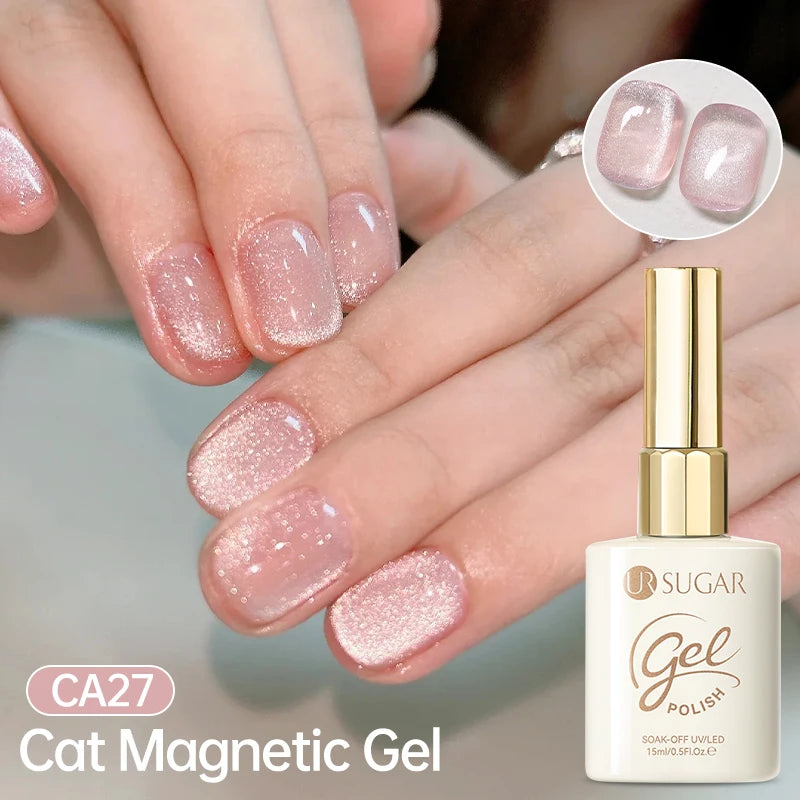 UR SUGAR 15ml Jelly Pink Cat Magnetic Gel Nail Polish Glitter ICE Soak Off Ceramic UV Gel Semi-permanent Nail Supplies Manicure