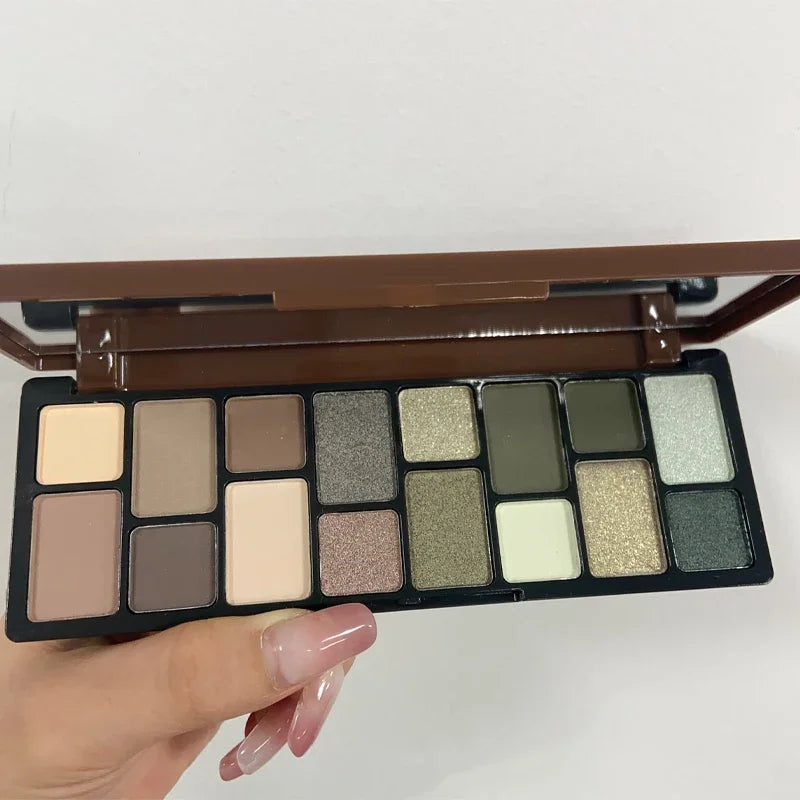 16 Color Green Pearl Eyeshadow Makeup Palette Waterproof Lasting Diamond Shimmer Eyeshadow Sparkling Crystal Eye Makeup Cosmetic