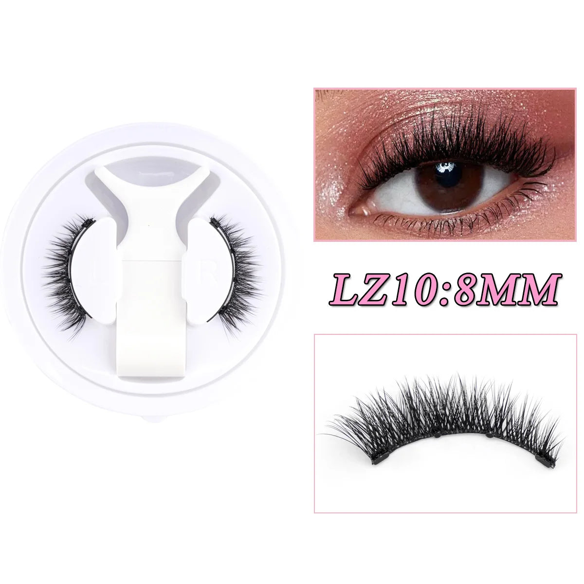 1 Pair Reusable Magnetic Lashes 3D Natural Fluffy Magnetic False Eyelashes No Glue Needed Lashes with Tweezer Set Make up Tools