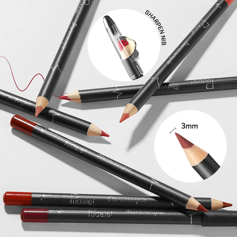 Waterproof Matte Lipliner Pencil Red Contour Tint Lipstick Long Lasting Non-stick Moisturizing Lips Makeup