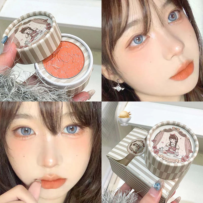 Girl's Relief Blusher Palette Shimmer Rose Low Saturation Powder Blush Mousse Matte Natural Rouge Brightens Facial Cheek Contour
