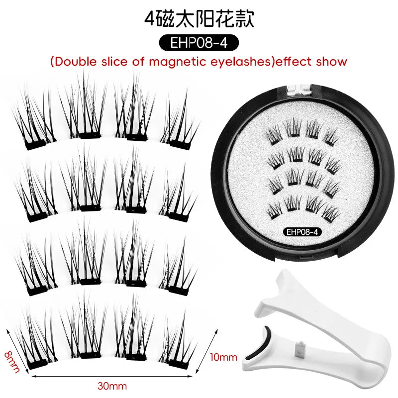 3D Magnetic False Eyelashes Reusable Magnetic Eyelashes With 4 Magnetic Lashes Natural Eyelash Extension Makeup Tools