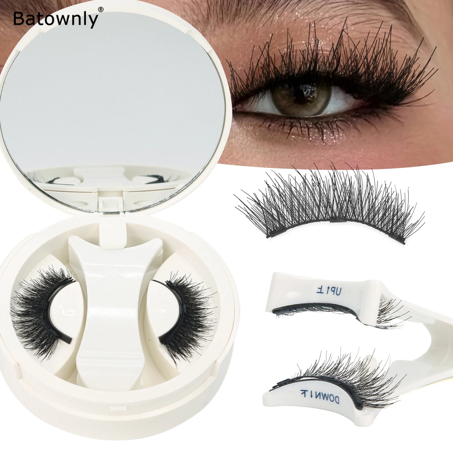 Magnetic Eyelashes 1 Pair Reusable Magnetic Eyelashes with Applicator No Glue Needed Eyelashes Cat Eye Thick Lash Clusters Kit E