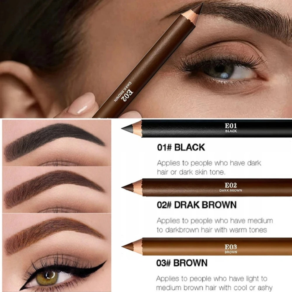 Professional Multi-Function Wooden Makeup Pencil Waterproof For Eyebrows & Eyeliner All-in-One Precision Tip Long Wear Cosmetic
