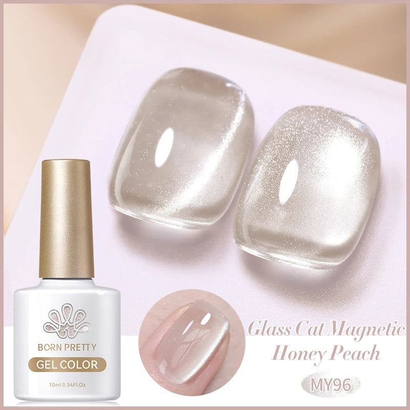 BORN PRETTY 10ml Black Glass Cat Magnetic Gel Nail Polish Silver Gold Glitter Semi Permanent Soak Off UV LED Gel Varnish