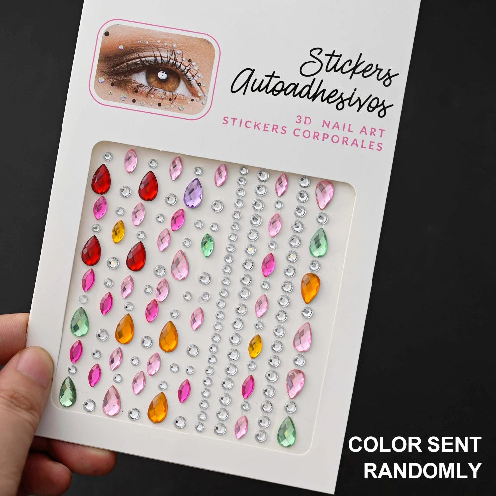New 3/4/5mm 900pcs Pearl Face Gem Stickers Shining Glittle Self Adhesive Waterproof Rhinestone Stickers Party Wedding Makeup