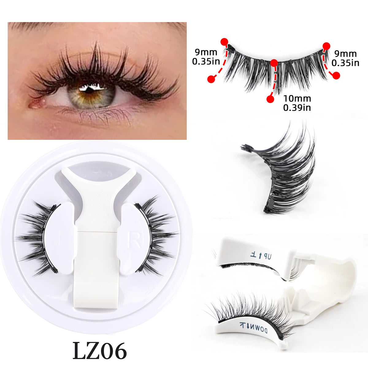 1/2 Pairs Magnetic False Eyelashes Kit Natural Curly Faux Lashes No Glue Needed Magnetic Fake Eyelash with Tweezers Makeup Tool