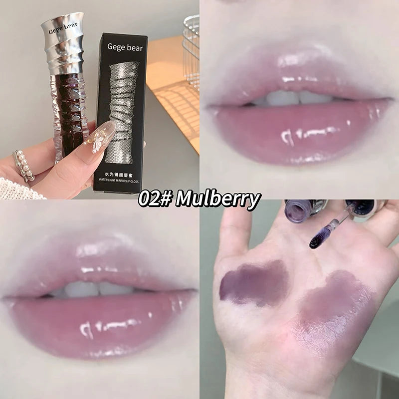 Gege bear Water Light Mirror Lip Gloss Ice-Clear Jelly Lip Moisturizing and Color-Enhancing Lip Gloss