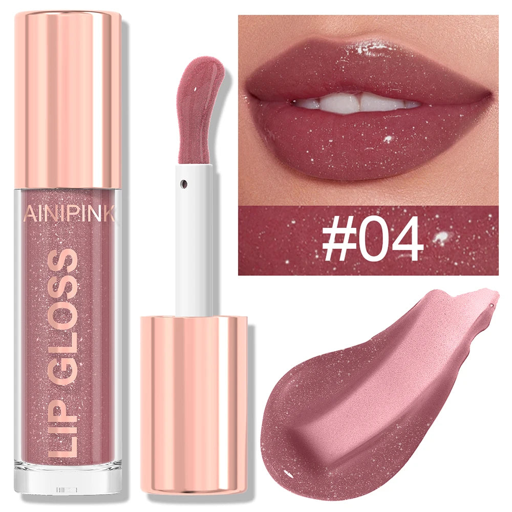Glitter Lip Gloss Lipstick, Lip Tint Moisturizing Hydrating Long Lasting Non-Stick Cup Waterproof Nude Lip Plumper High Pigment