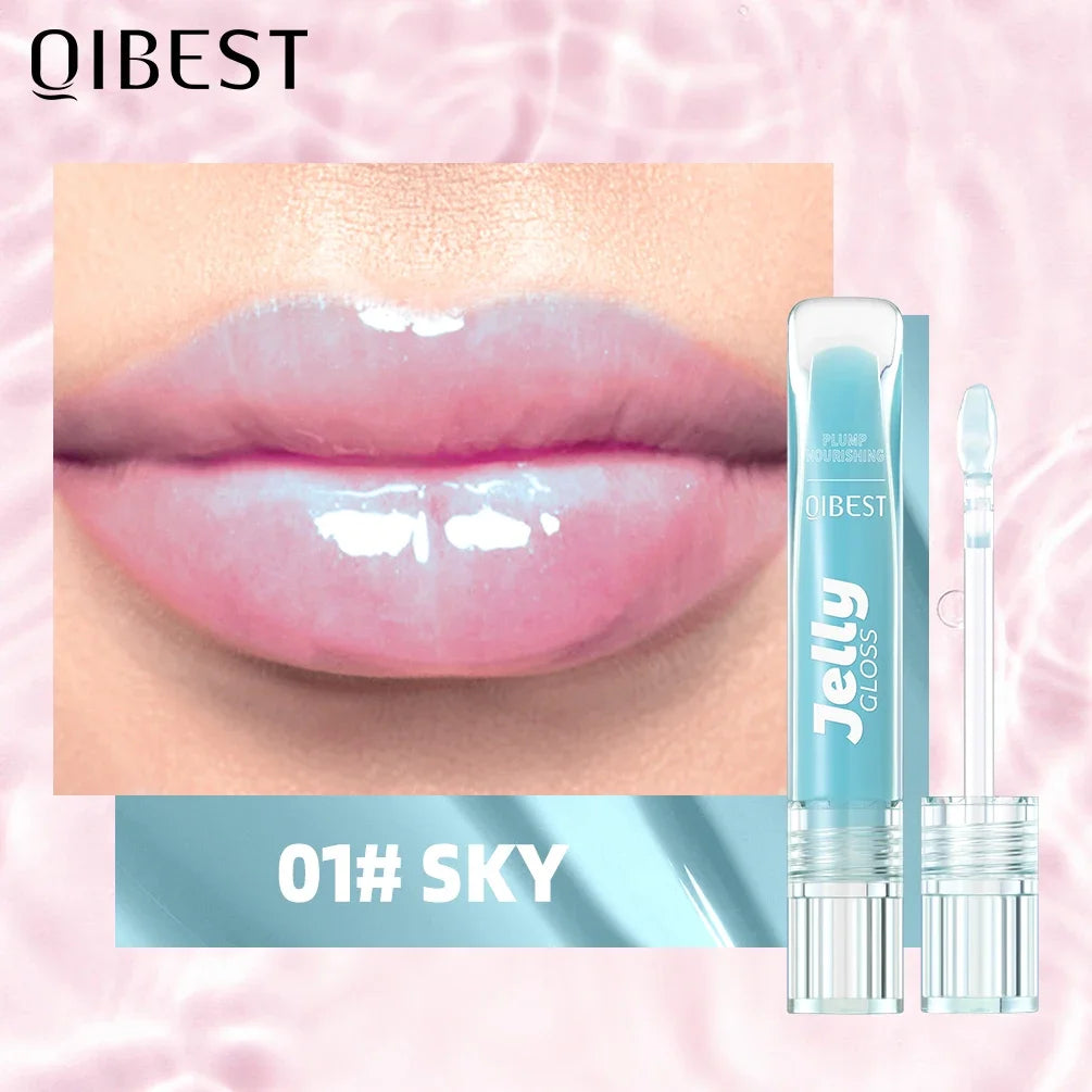 QIBEST Mirror Pearl Lip Gloss Long Lasting Moisturizing Lipstick Shine Glitter Lip Glaze Women Non Stick Cup Lip Tint Cosmetics