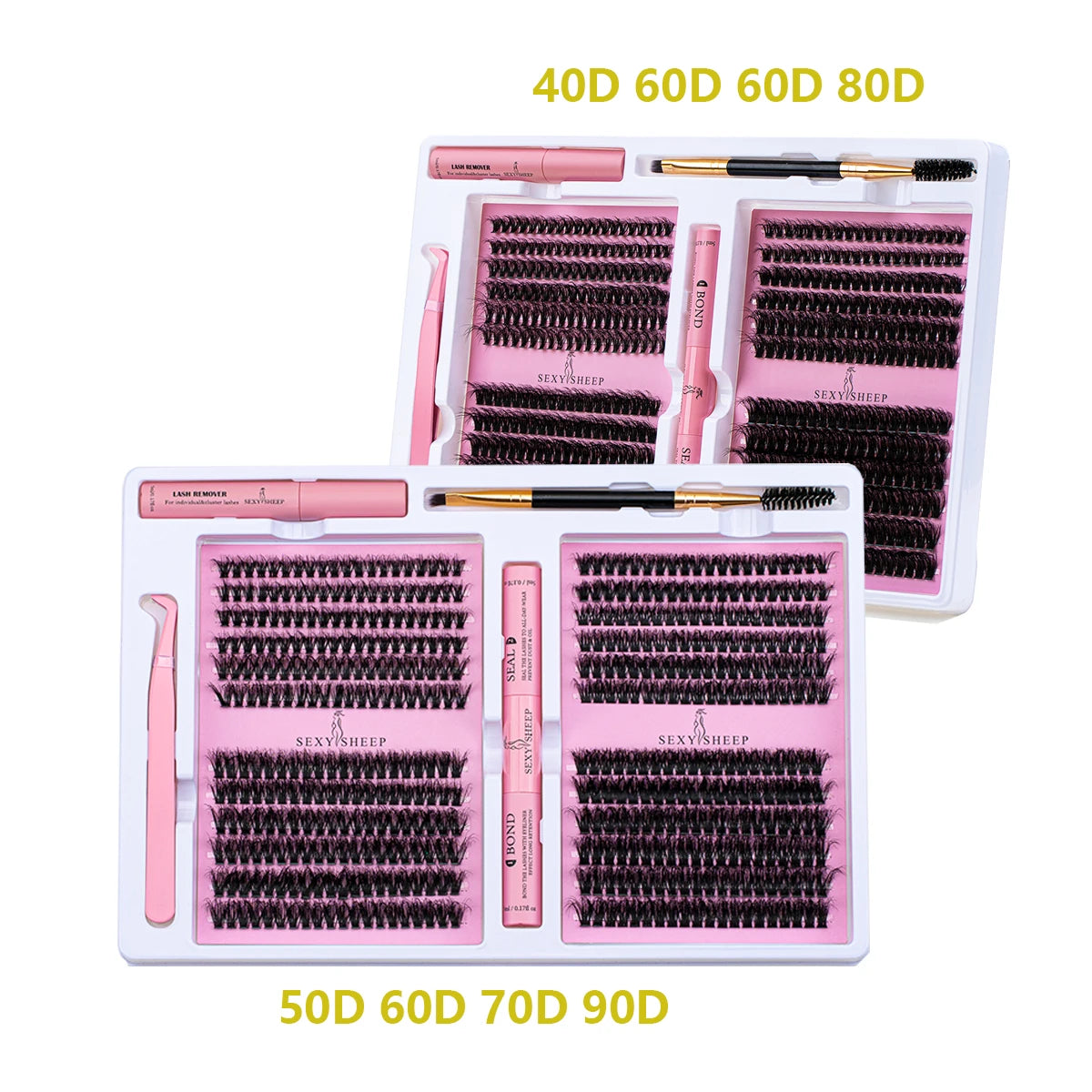 DIY False Eyelashes Clusters Extensions Individual Lashes Cluster Natural Segmented With glue,Remover,lash brush,tweezers