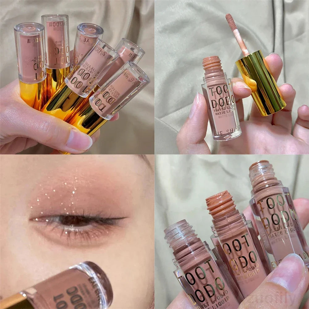 Glitter Liquid Eyeshadows 6 Color Contour Makeup Lasting Matte Natural Cheek Contour Blush Pigment Milk Coffee Shadow Cosmetics