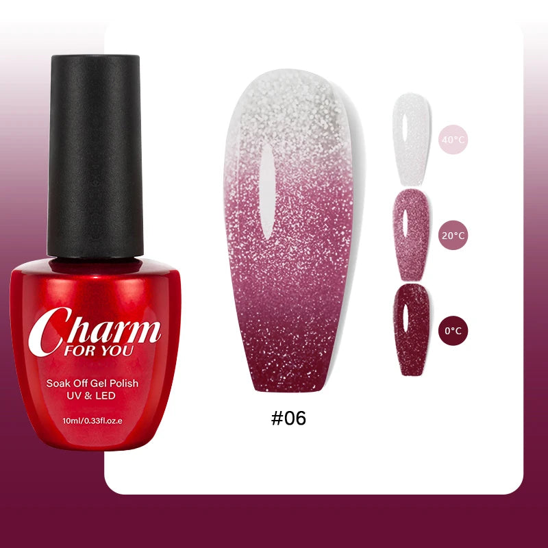10ml Glitter Thermal Gel Nail Polish 3 Layers Temperature Changing Semi Permanant Soak Off UV LED Nail Art Gel Varnish DIY Gel