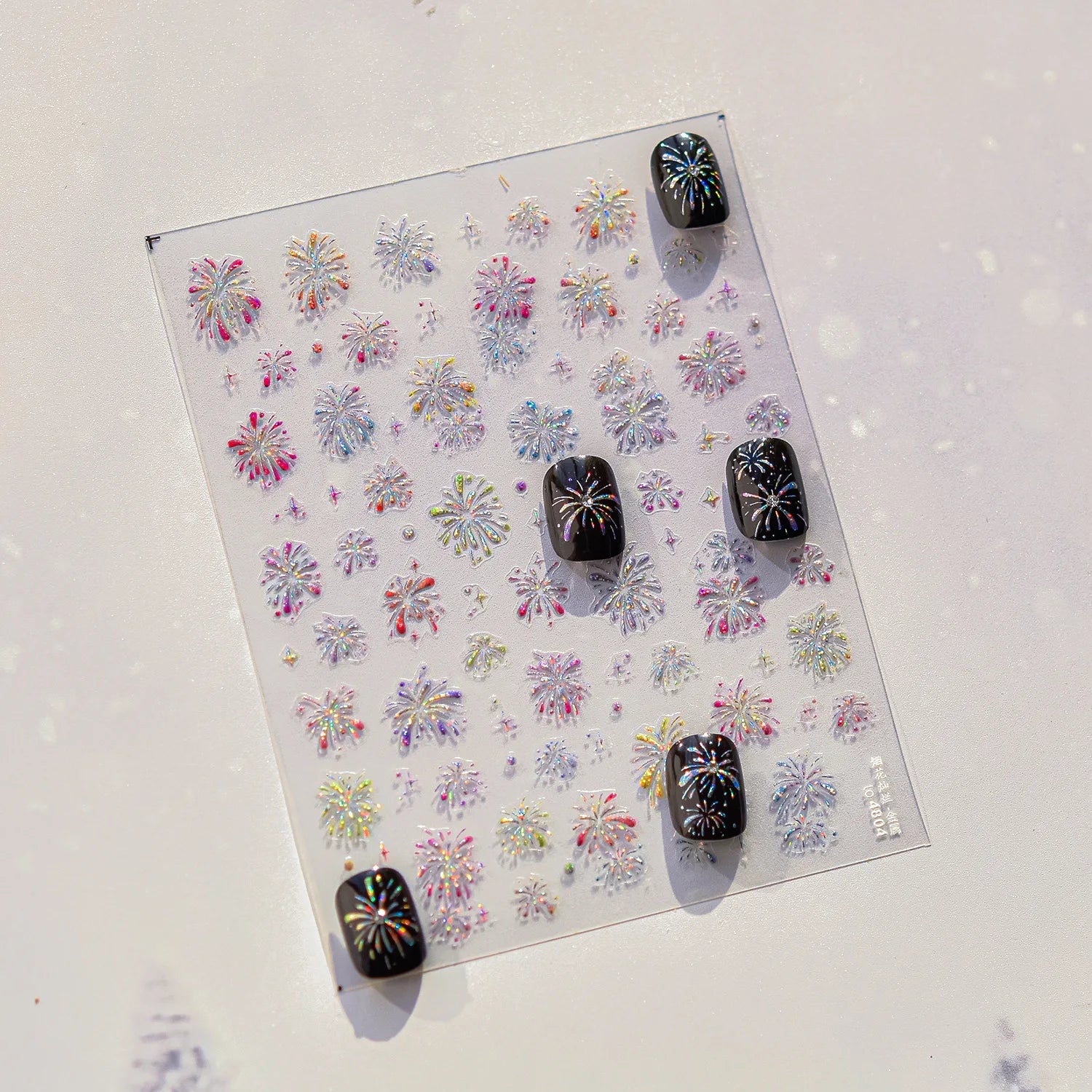1 piece 5D color crystal star nail stickers high quality love shiny silver hollow smear rainbow flower jelly design nail sticker