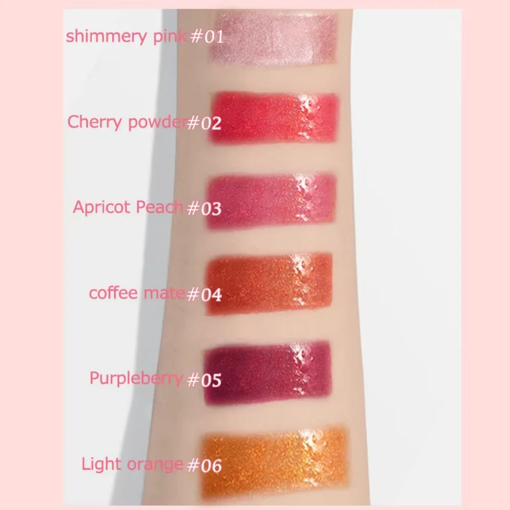 6PCS Moisturizing Lip Gloss Transparent Lip Oil Hydrating Lip Glaze Lip Plumper Hydrating Make Up Liquid Lipstick Lips Cosmetics