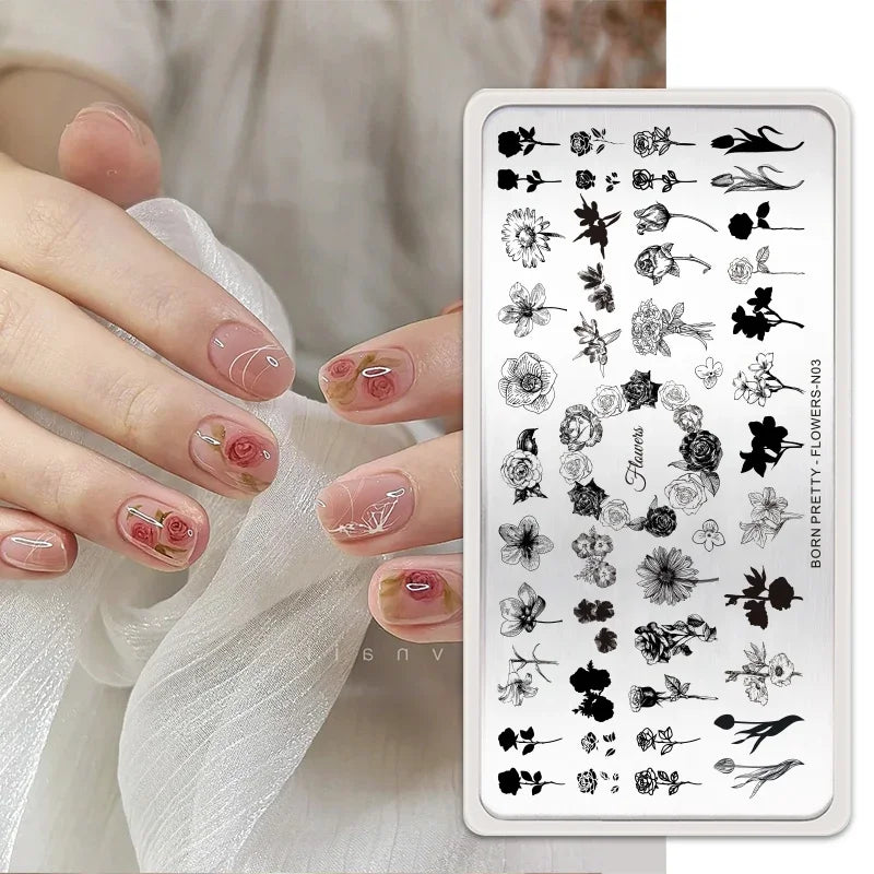 Stamping Plates Butterfly Necklace Floral Line Nail Art Templates Printing Image Manicure Tool