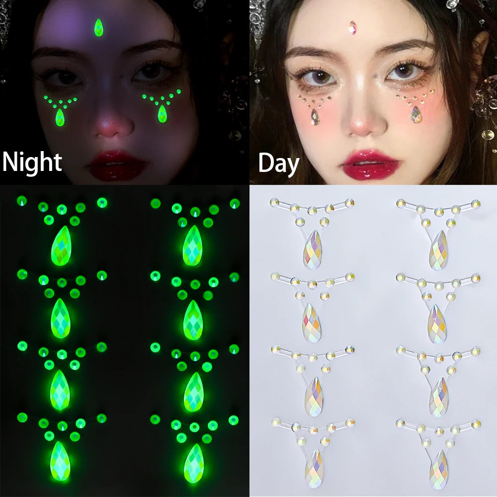 1pc Red Face Gems Jewels Rhinestone Stickers Self Adhesive Gems Stickers DIY Bling Jewel Crystal Sticker for Hair Face Eyes Body