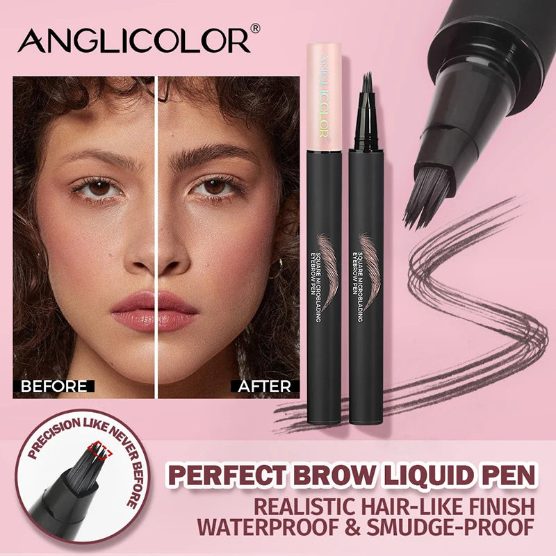 Liquid Wild Eyebrow Pencil Square Angled Brush Multifunction 3D Brow Dye Cream Hairline Anti-smudge Waterproof Eyebrow Tint Pen