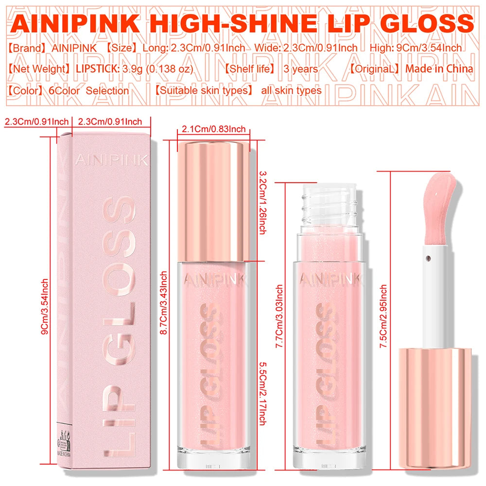 Glitter Lip Gloss Lipstick, Lip Tint Moisturizing Hydrating Long Lasting Non-Stick Cup Waterproof Nude Lip Plumper High Pigment