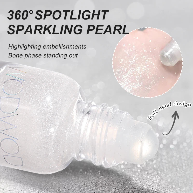 WODWOD Face Brightening Cream, Glitter Highly Saturated Liquid Highlighter, Bright Color Face Contour Makeup Highlighting 
