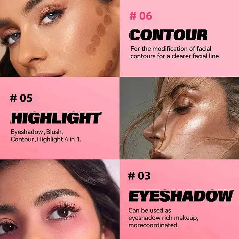 6 Colors Liquid Blush Highlighter Contour for Cheeks with Shimmer Finish Moisturizing Lightweight Blendable Makeup for Women