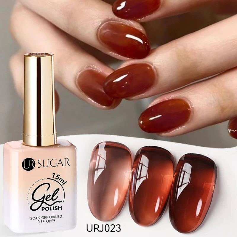 UR SUGAR 15ml Crystal Milky Jelly White Nude Gel Nail Polish Transparent Semi-permanent UV Gel Nail Art Soak Off Gel Varnish