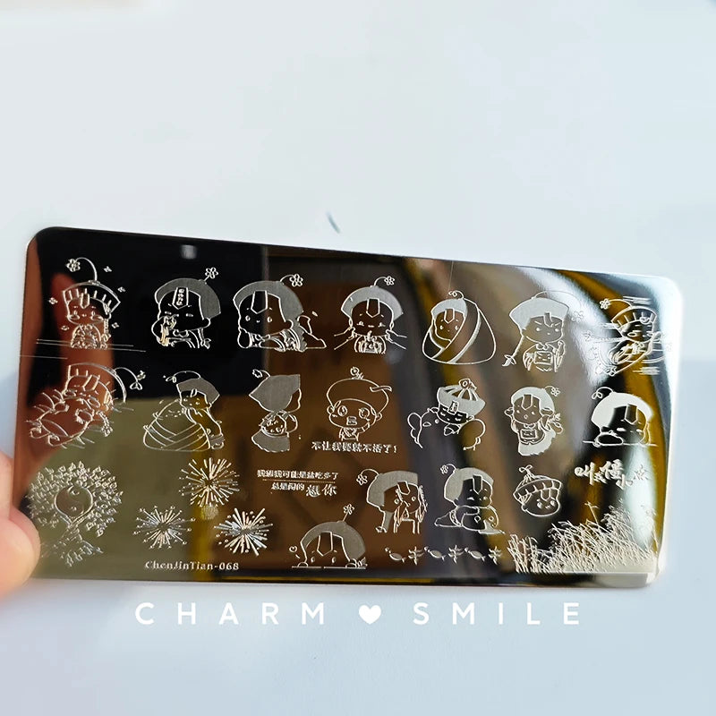 Cartoon Characters Stamping Plates French Line Geometry Flowers Leaves Animals Image Stainless Steel Nail Art Template Stencil