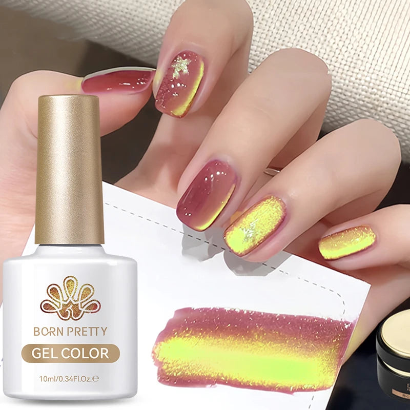 BORN PRETTY 10ml/15ml Guava Green Cat Magnetic Gel Shine Glitter Semi Permanent Soak Off UV Varnish Nail Supplies