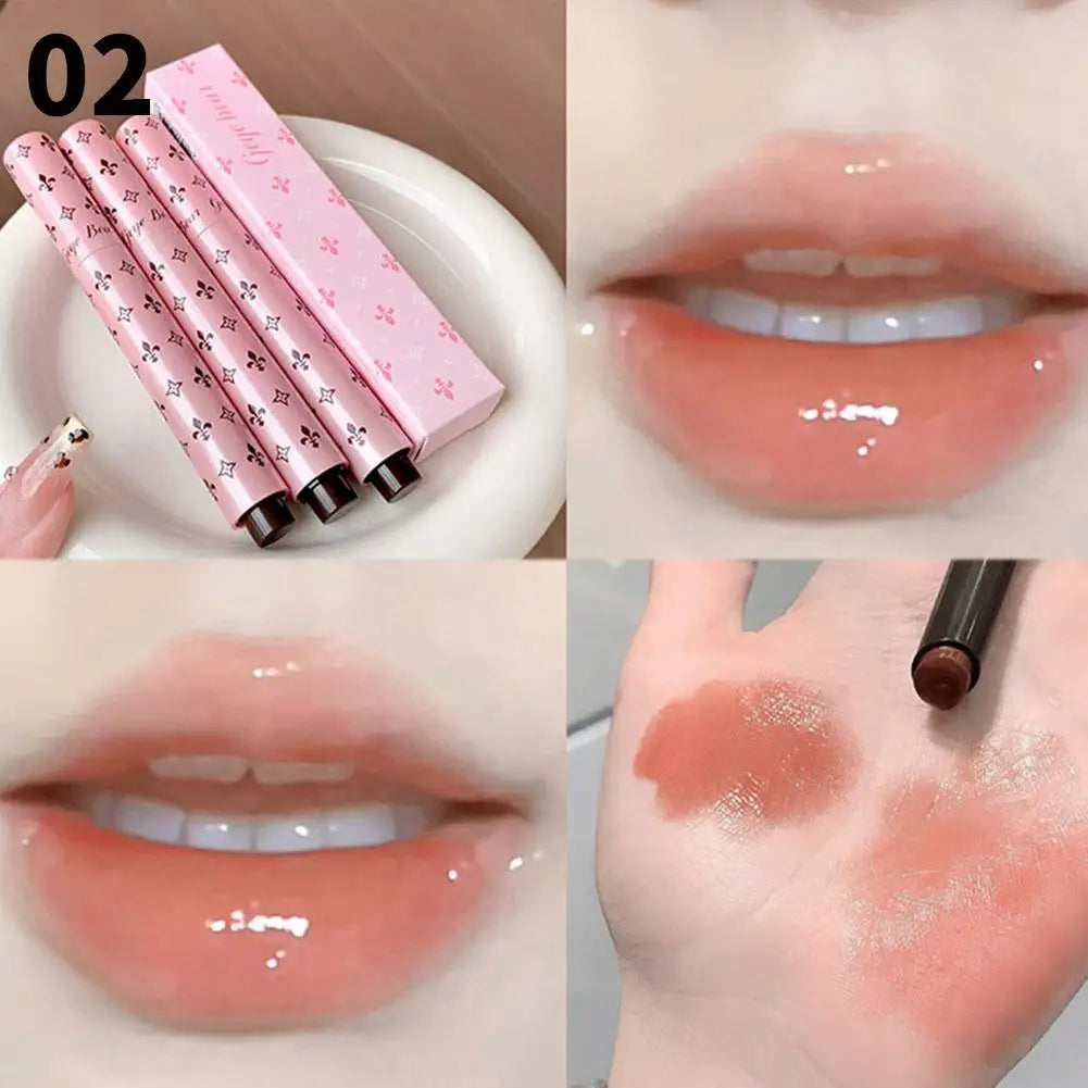 1PCS Glossy Solid Lip Gloss Mirror For Finish Moisturizing Water Light Tint Sweet tea raspberry Lipstick Long Lasting Non Stick