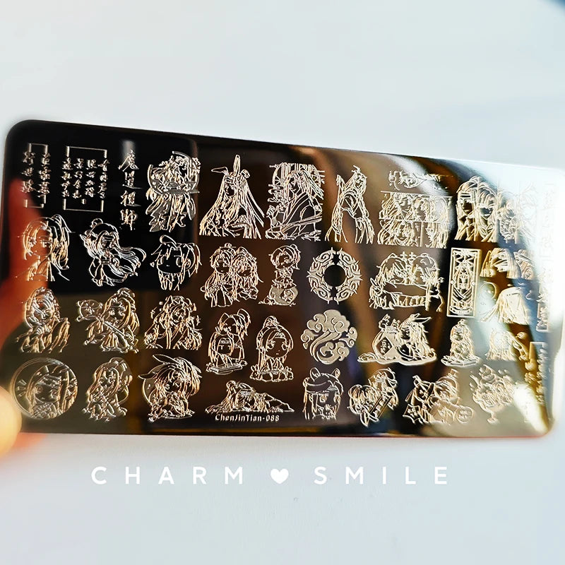 Cartoon Characters Stamping Plates French Line Geometry Flowers Leaves Animals Image Stainless Steel Nail Art Template Stencil