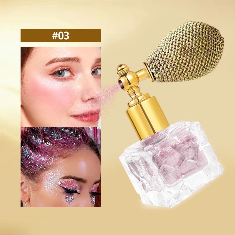 Diamond Shimmering Multi-Color Brightening Glitter Spray High Gloss Face Body Powder High Glitter Spray Powder Makeup Cosmetics