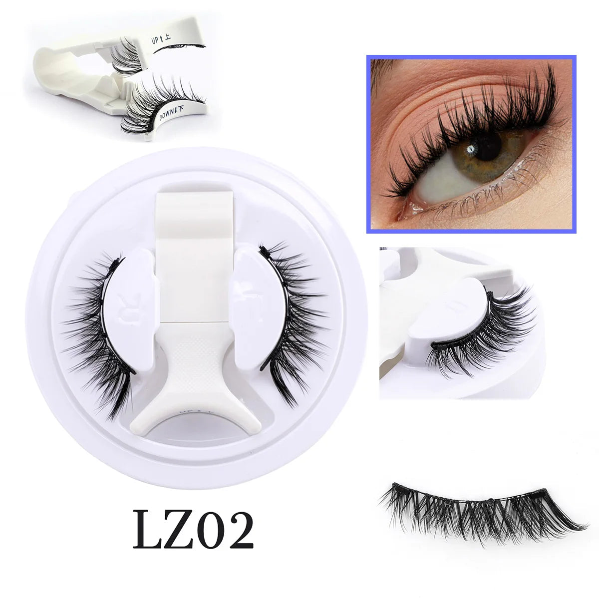 2/1 pair Reusable Magnetic Eyelashes Natural Curler Eyelash Extension Tweezers Set Easy to use Glue Free False 3D Mink Eyelashes