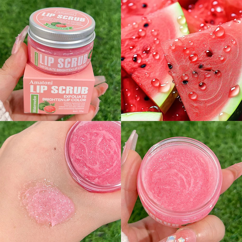 Hydrating Fruit Flavor Lip Scrub Reduce Lips Fine Lines Moisturizing Nourishing Exfoliating Dead Skin Lip Balm Lip Mask Makeup