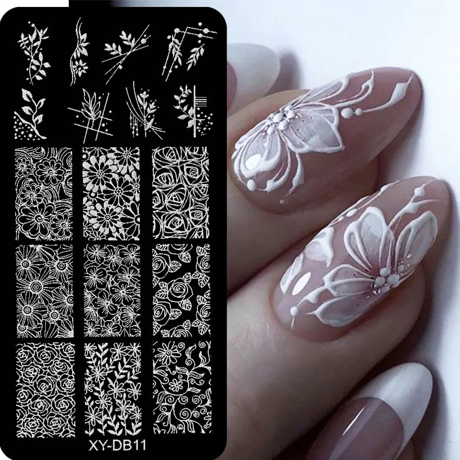 Lace Floral Nail Art Stamping Plate French Wedding Bohemian Style Polish Printing Template Plate Flower Stencils Manicure Tool