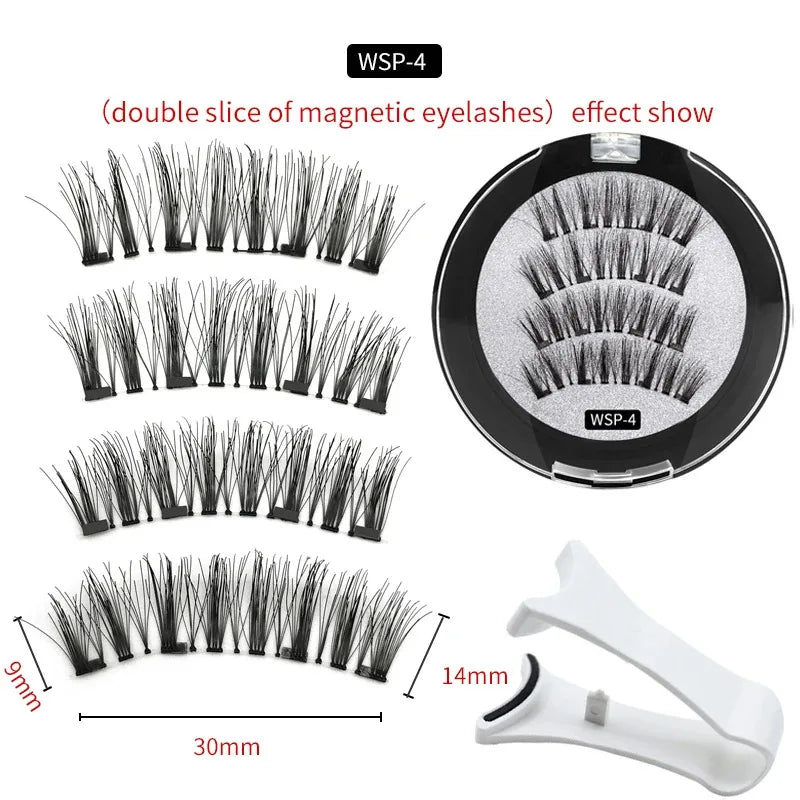3D Magnetic False Eyelashes Reusable Magnetic Eyelashes With 4 Magnetic Lashes Natural Eyelash Extension Makeup Tools