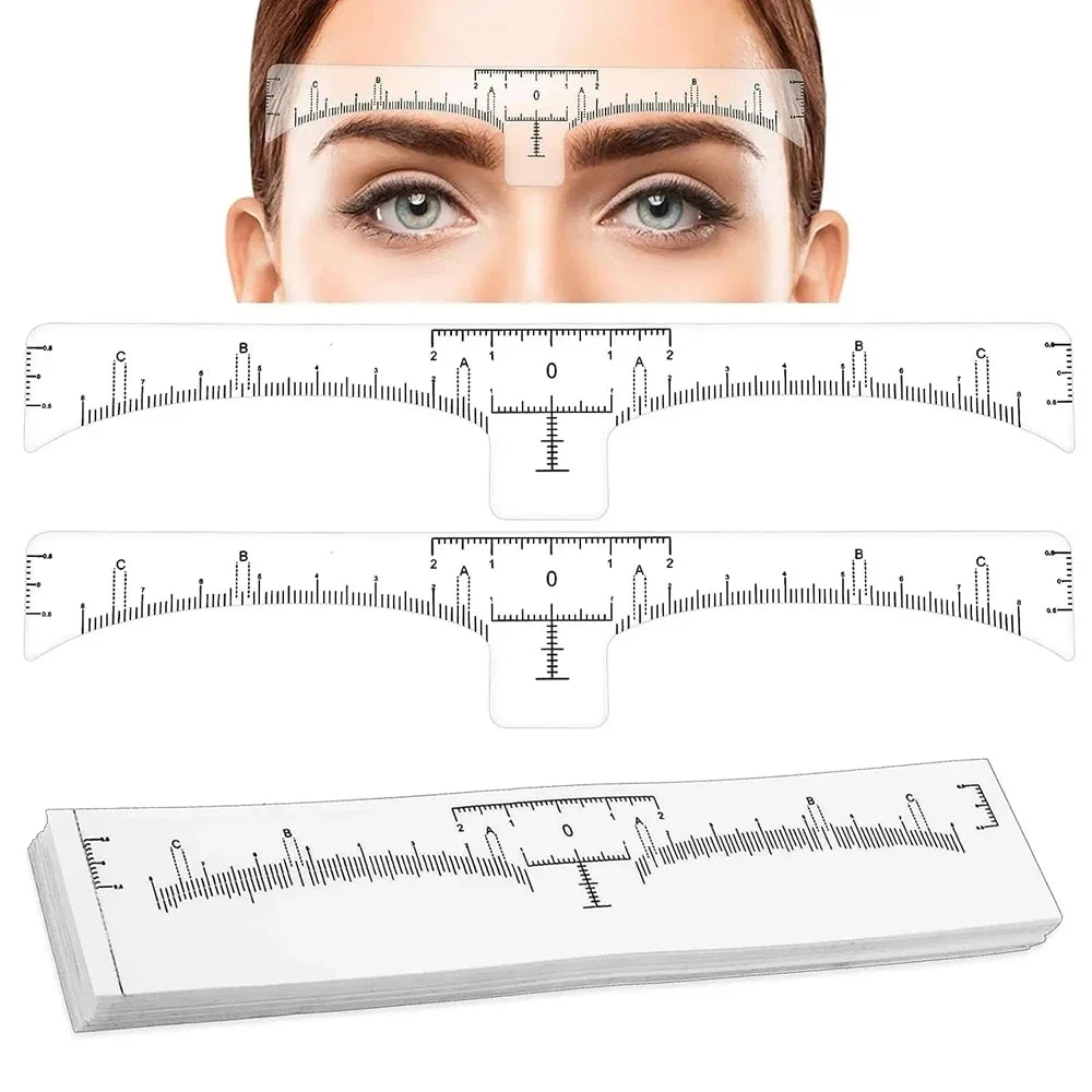 20/50/100 Pcs Eyebrow Ruler Stencils - Disposable Brow Ruler Sticker, Brow Measuring Shaper Tool, Eyebrow Mapping Makeup Tool