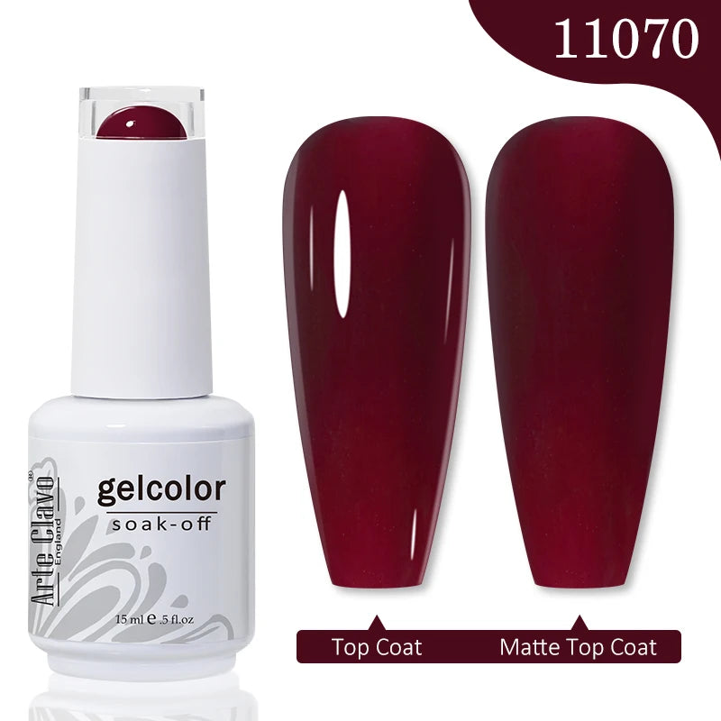 Arte Clavo 15ml Rose Red Pink Color Gel Nail Polish Autumn Winter Hot Sale Long Lasting Soak Off For Manicure Nail Art Gel