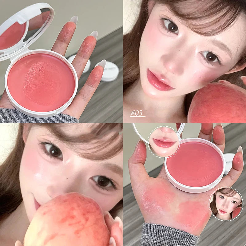 Moist Pink Blush Cream Palette Silky Smooth Matte Red Brown Lip Stick Cheek Tint Multi-purpose Cream Makeup Easy to Smudge