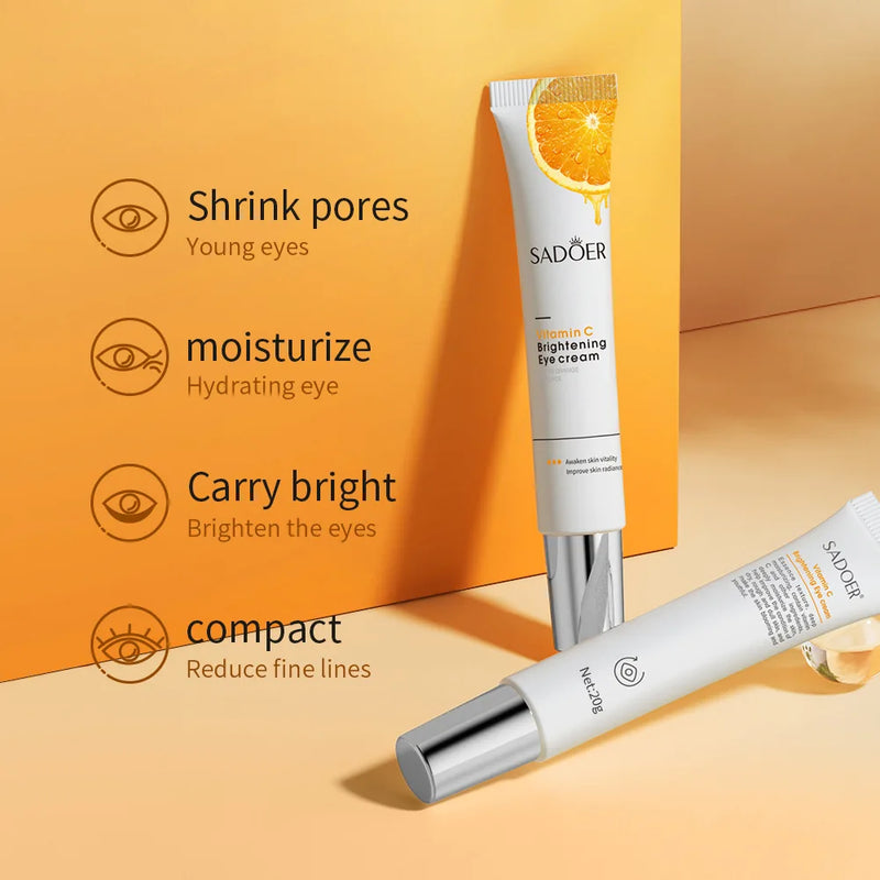 SADOER Vitamin C Eye Cream Firming Moisturizing Brightening Anti Dark Circles Eye Bags Anti-puffiness Beauty Eyes Skin Care