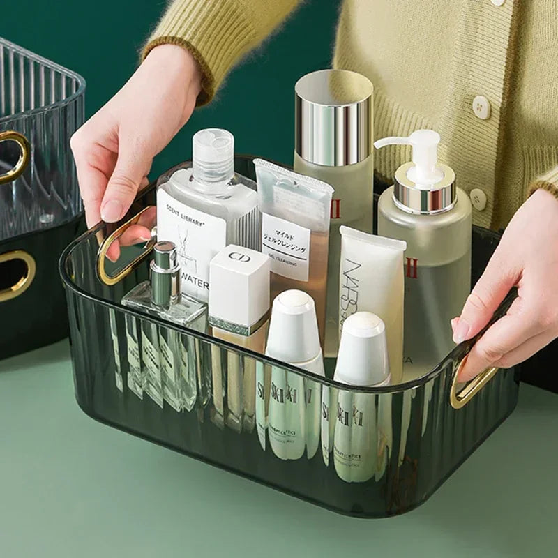 Rectangular Desktop Cosmetic Storage Drawer Stackable Green Box Acrylic Rack Sundries Snack Makeup Storage Basket Organizer