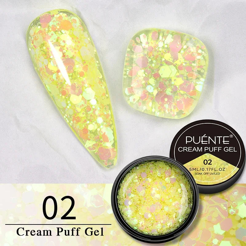PUENTE Sparkle Platinum Gel Nail Polish 5ML Shiny Gold Silver Glitter Painting Gel Drawing Semi Permanent Varnish For Manicure