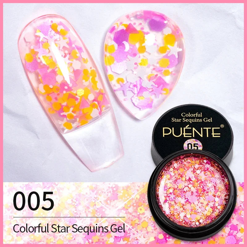PUENTE Sparkle Platinum Gel Nail Polish 5ML Shiny Gold Silver Glitter Painting Gel Drawing Semi Permanent Varnish For Manicure