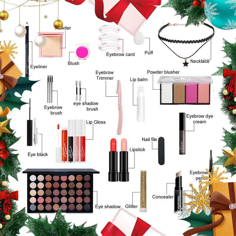 All-in-One Makeup Kit Gift Set with Eyeshadow Palette Power Lip Gloss Professional Multifunctional Women Makeup Christmas Gift