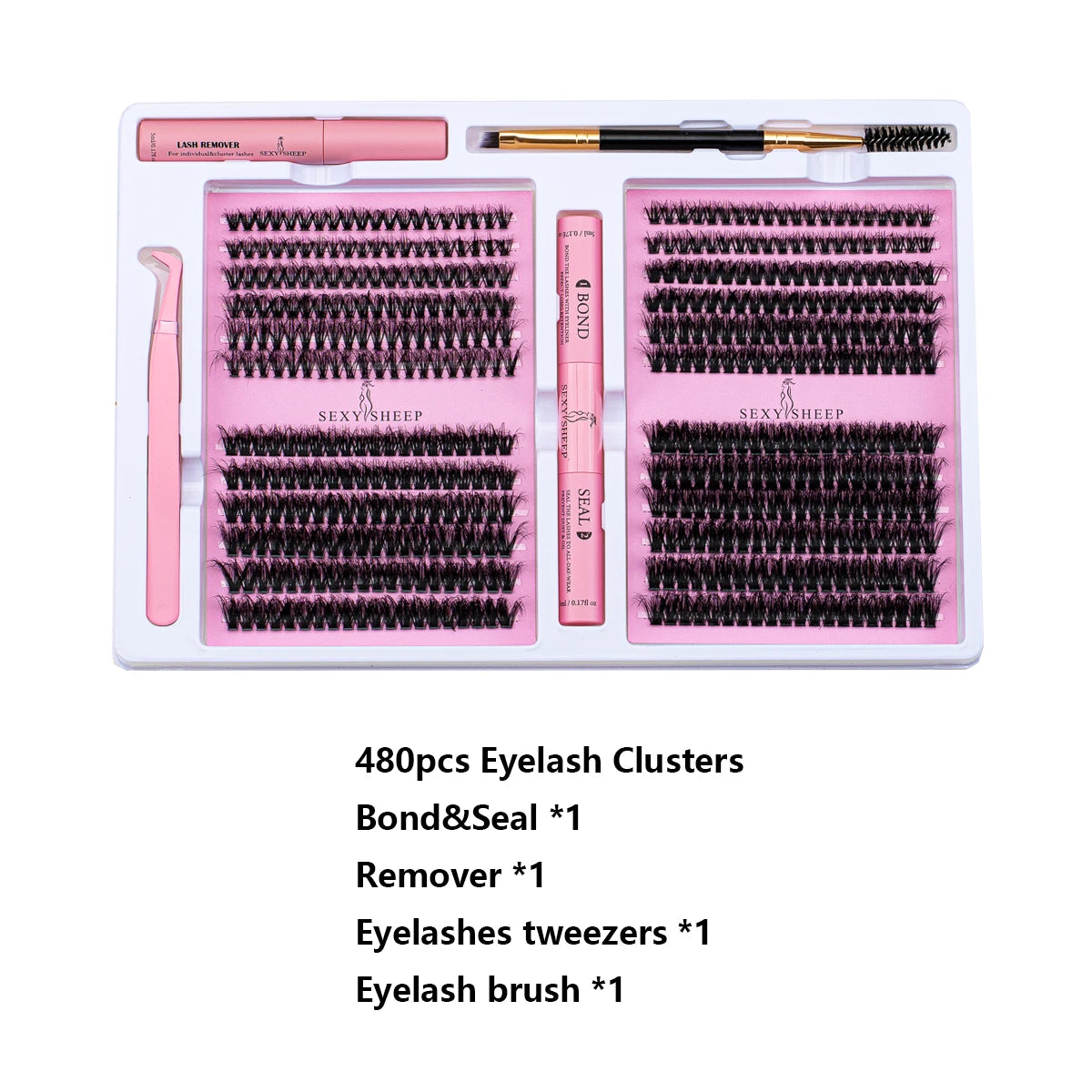 DIY False Eyelashes Clusters Extensions Individual Lashes Cluster Natural Segmented With glue,Remover,lash brush,tweezers