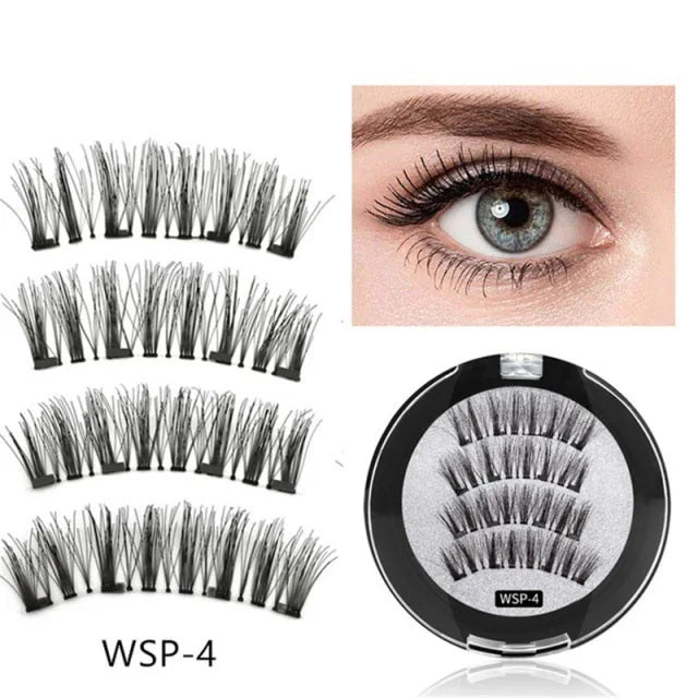 3D Magnetic False Eyelashes Reusable Magnetic Eyelashes With 4 Magnetic Lashes Natural Eyelash Extension Makeup Tools