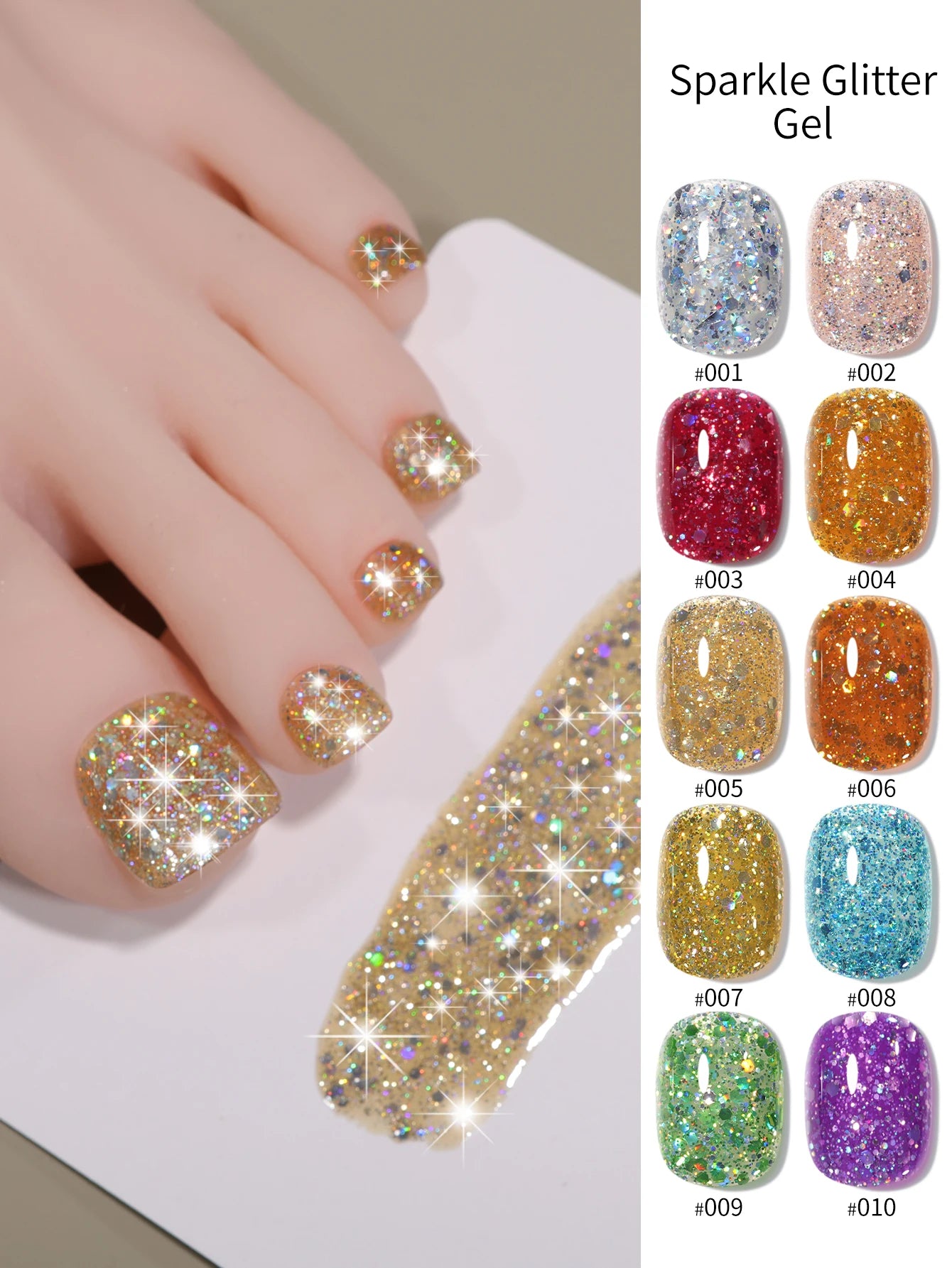 1/ 10pcs 15ML Glitter Silver Color Nail Gel Polish Semi-permanent Varnish Soak Off Nail Art UV LED Gel Manicure For Summer
