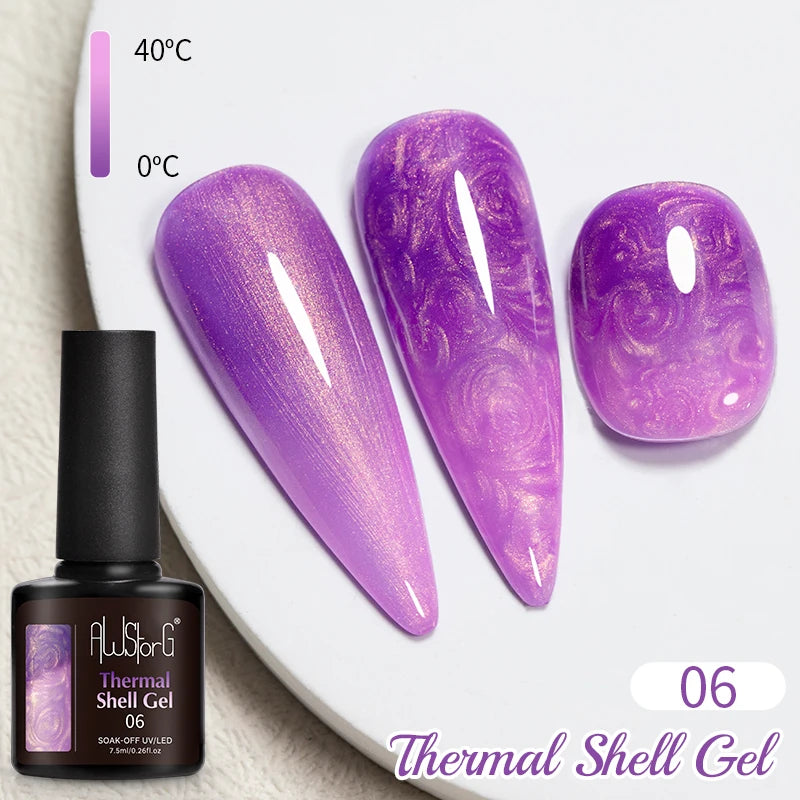 AWStorG 7.5ML Golden Gradient Cat Eye Magnetic Gel Sparkling Glitter Nail Polish Semi Permanent UV Nail Art No Need Base Color