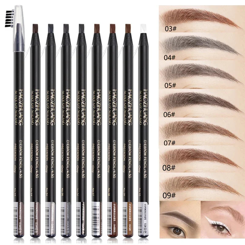 HAOZHUANG Waterproof Long Lasting Eyebrow Pencils with Soft Brush Eyebrows Makeup Tool Permanent Makeup Tattoo Accessories